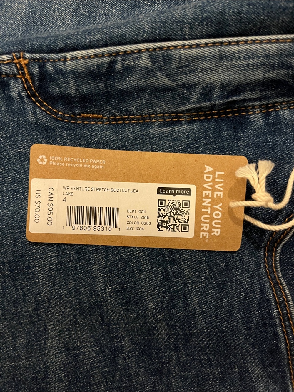 Eddie Bauer Venture Stretch High-Rise Bootcut Jeans lake NEW NWT - Picture 5 of 6